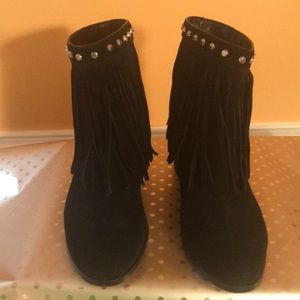 Michael Kors suede boots, tacks & tassles.